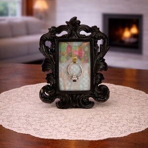 New! Black Vintage Faux Ring Holder Display Frame